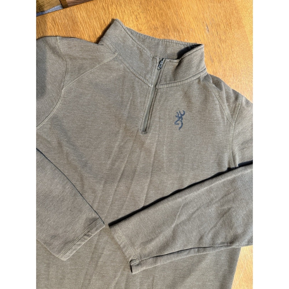 Browning Mens 2XL Brown Fleece Long Sleeve Chest Logo 1/4 Zip Jacket Golf Hiking